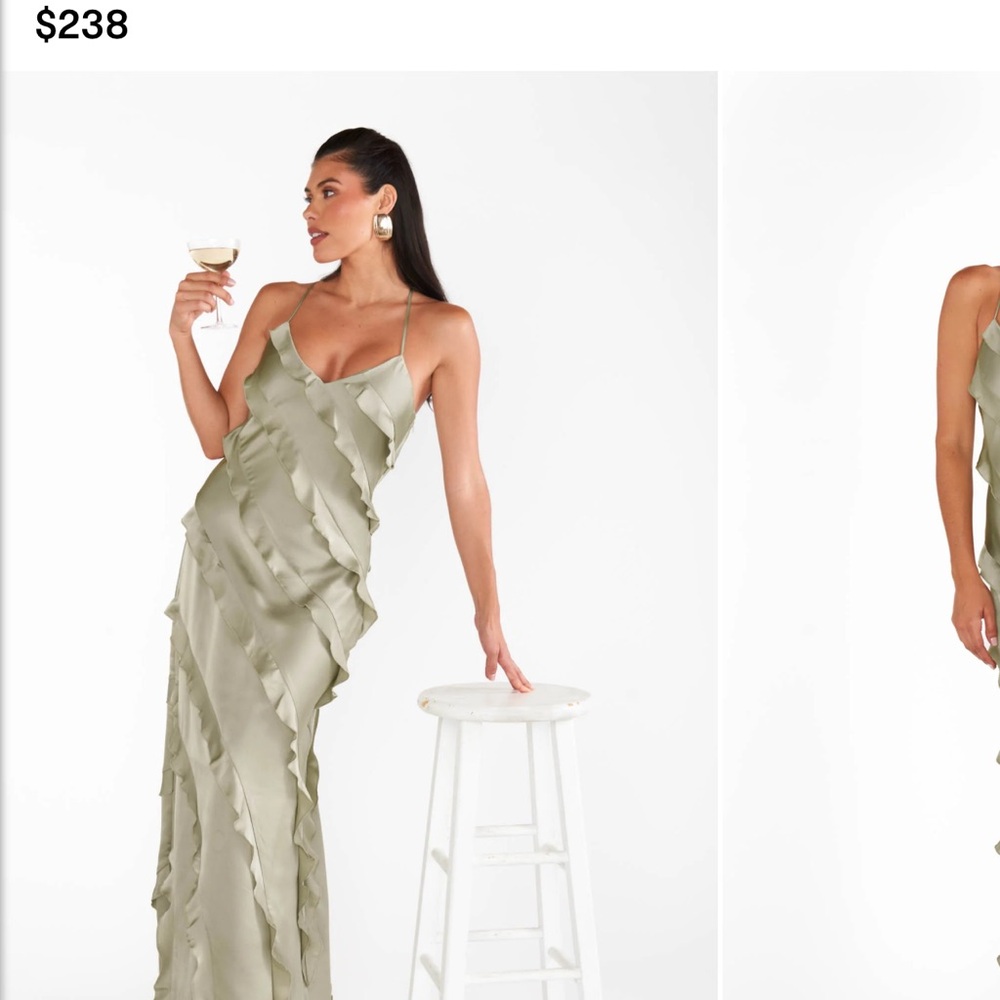NEVER WORN SHOW ME YOUR MUMU GREEN RUFFLE GOWN / MAXI DRESS